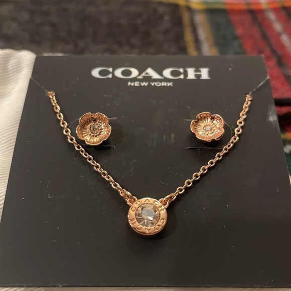 Coach Stud Earrings and Necklace set - Picture 2 of 5